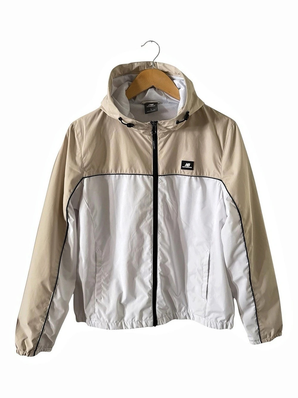 New Balance Color Block Windbreaker Beige & White Streetwear Y2K Style Gorpcore